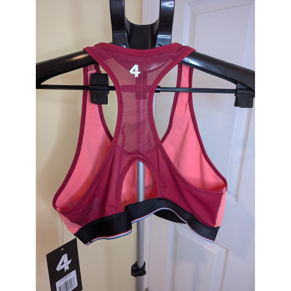 Fourlaps Circuit Sports Bra Pink Red Racerback Mesh Workout NWT - Size L - Picture 2 of 7